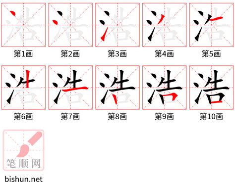 浩 筆劃|浩的笔顺（笔画顺序）汉字浩的笔顺动画